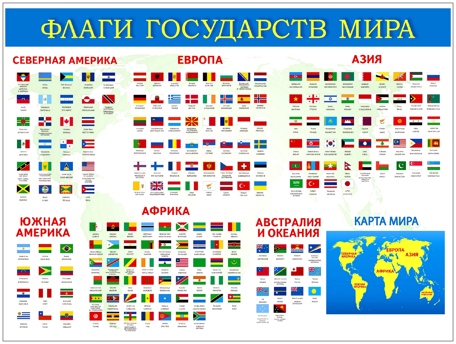 Флаг стран мира с названиями и фото